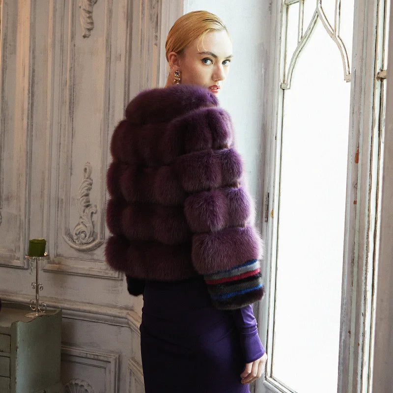 Women's Fur Coat 2223 Trend Natural Fur Long Mink Purple Fashion Outerwear Jackets Trench Coats New In Outdoor Clothes Clothing