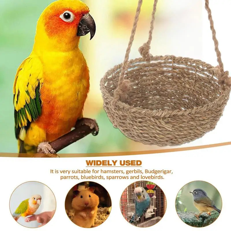 Bird Nest For Cage Summer Rattan Parrot Houses For Sleeping Novelty Bird Dangling Houses For Indoor & Outdoor Cozy Sleeping Huts