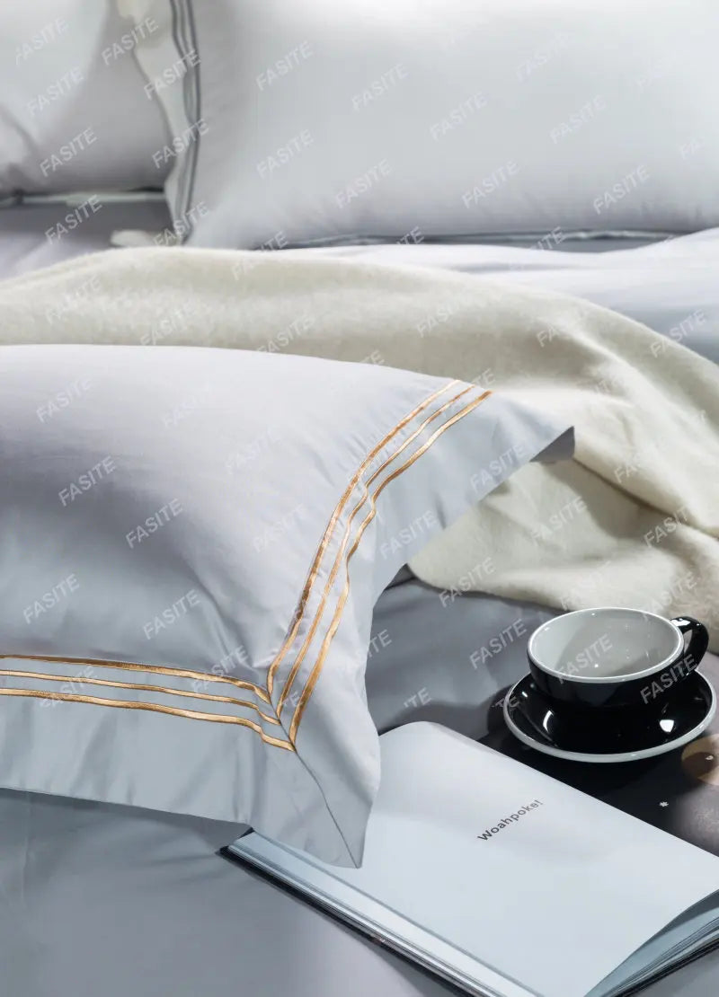 120s long-staple cotton satin cotton light luxury quilt cover four-piece high-end hotel European-style cotton bedding
