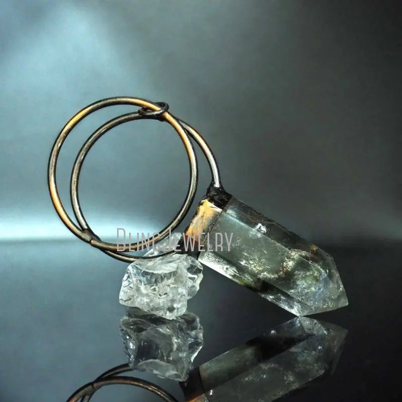10pcs Lodolite Garden Quartz Crystal Necklace Pendant Natural Talisman Witch Wicca Pendulum Chakra Spiritual Jewelry Charms