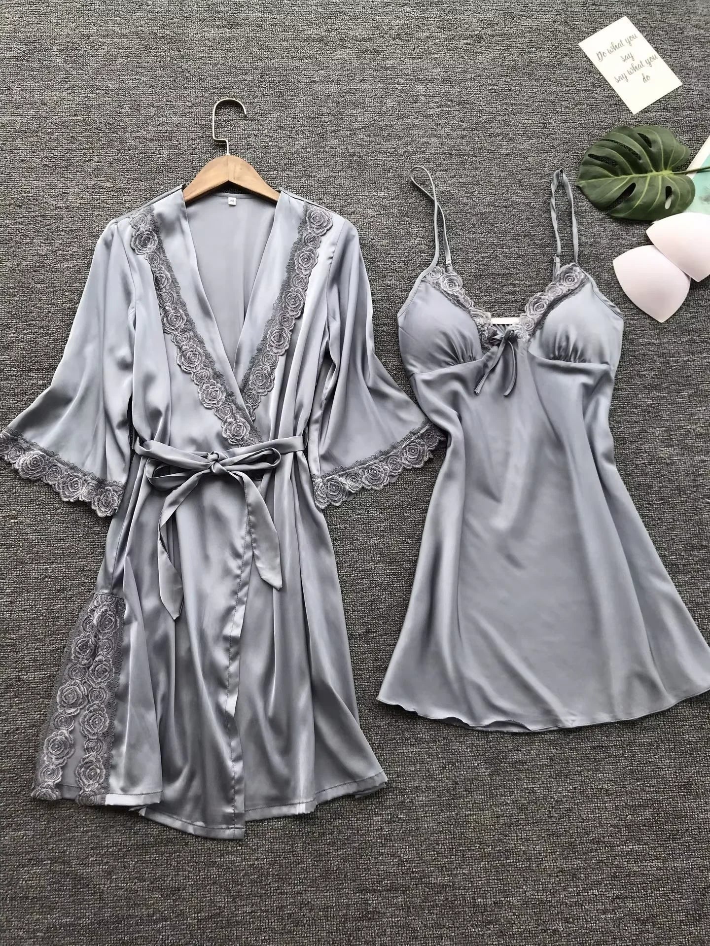 1 Piece Pajamas Halter Nightgown Thin Section with Bra Pads Lace Edge Silk Loungewear Multicolor Ice Silk Furniture Nightgowns
