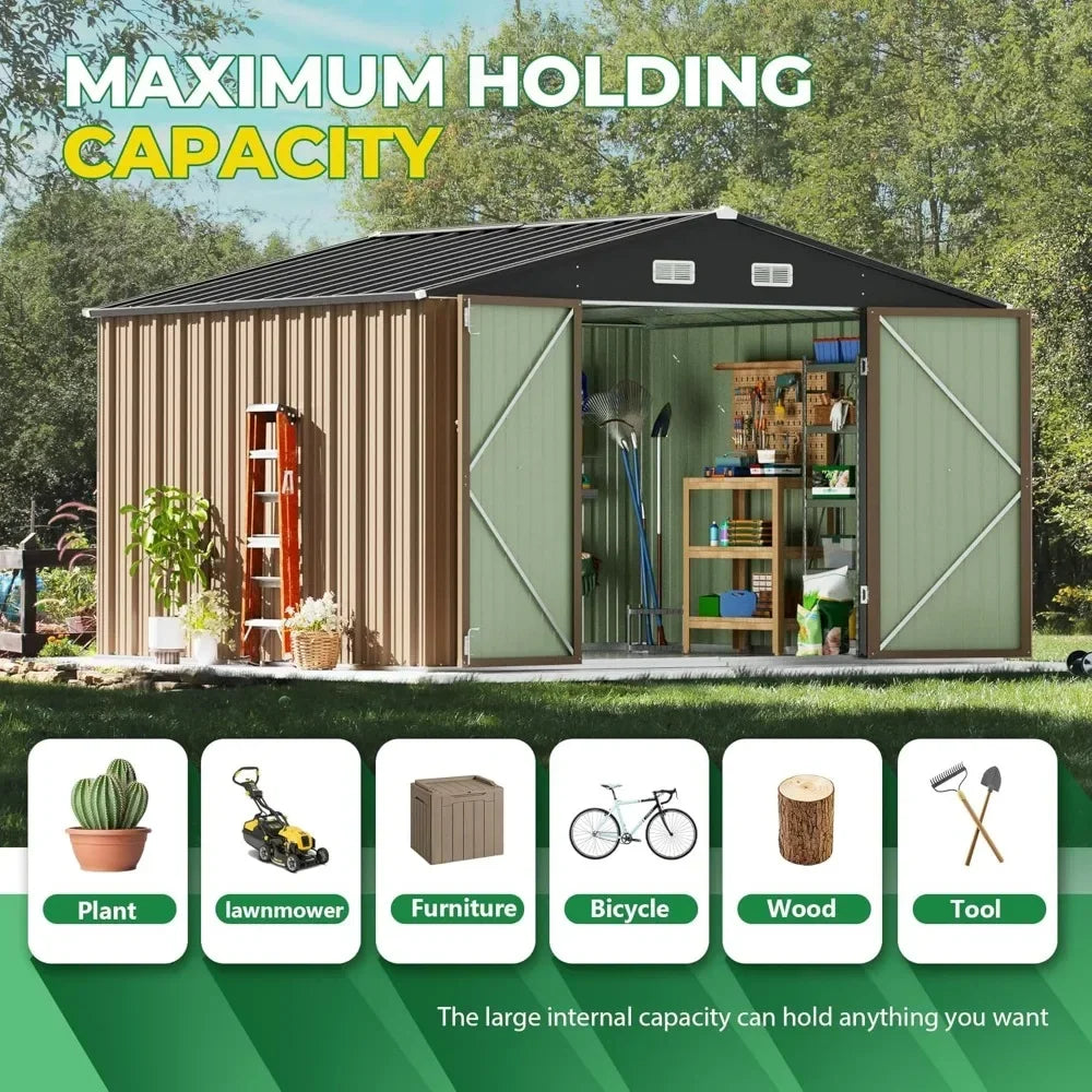 10 X 10 Feet Outdoor Storage Shed, Terrace Garden Outdoor Storage House, Terrace House for Storage