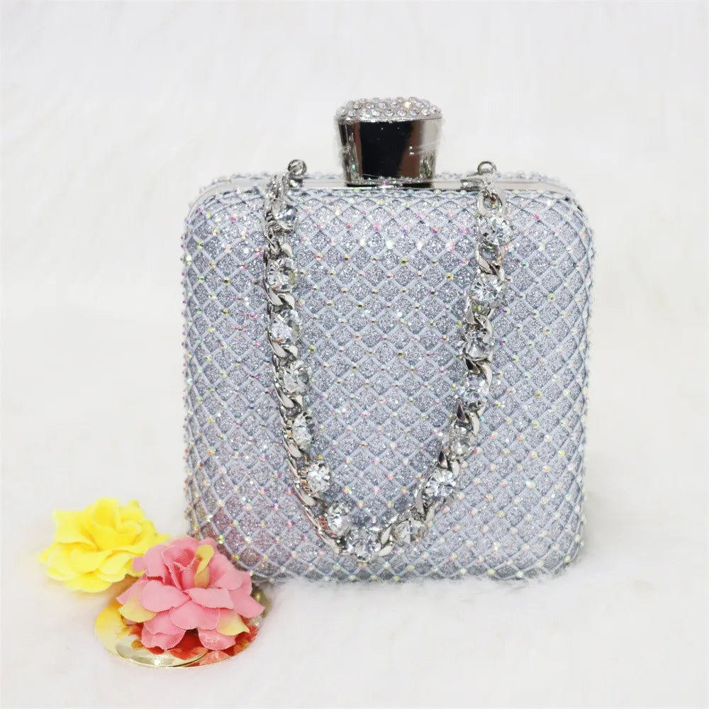 Women Evening Bags With Diamonds Style Party Handbags Metal Day Clutch Purse gold handbags for women