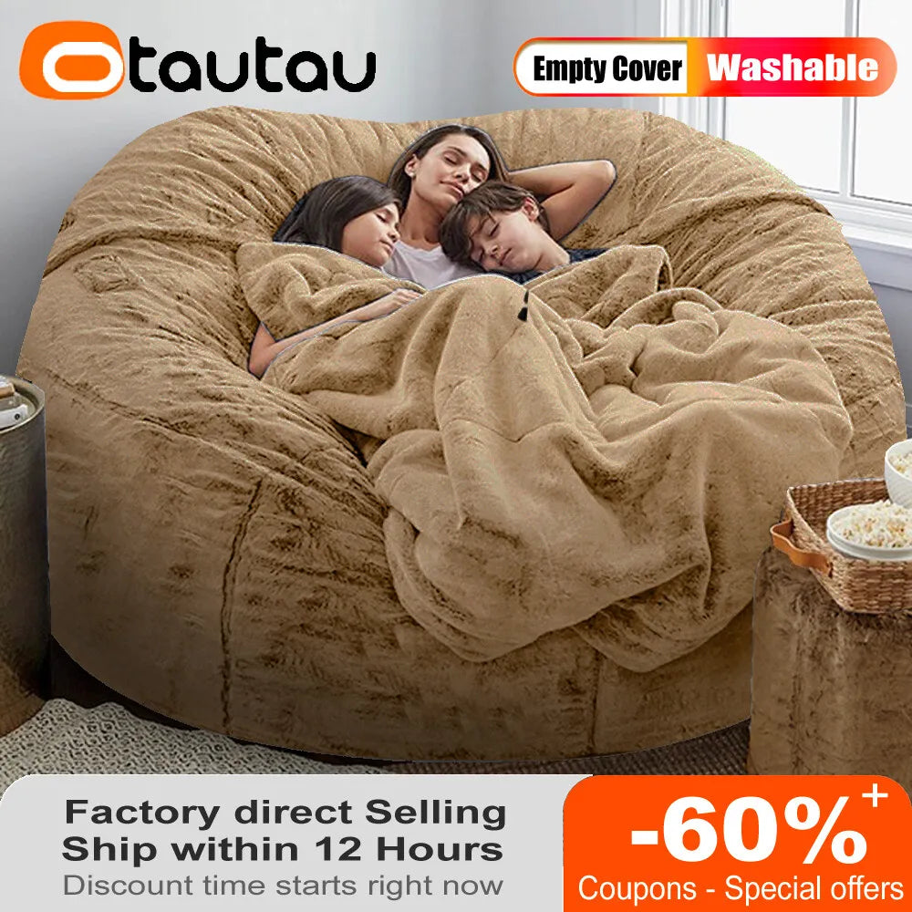 OTAUTAU 150/180/210/240L EPS Ball Filler for 2/3ft Beanbag Pouf 1-3-5mm Polyester Pillow Cushion Bean Bag Chair Snow Scene TCLZ1