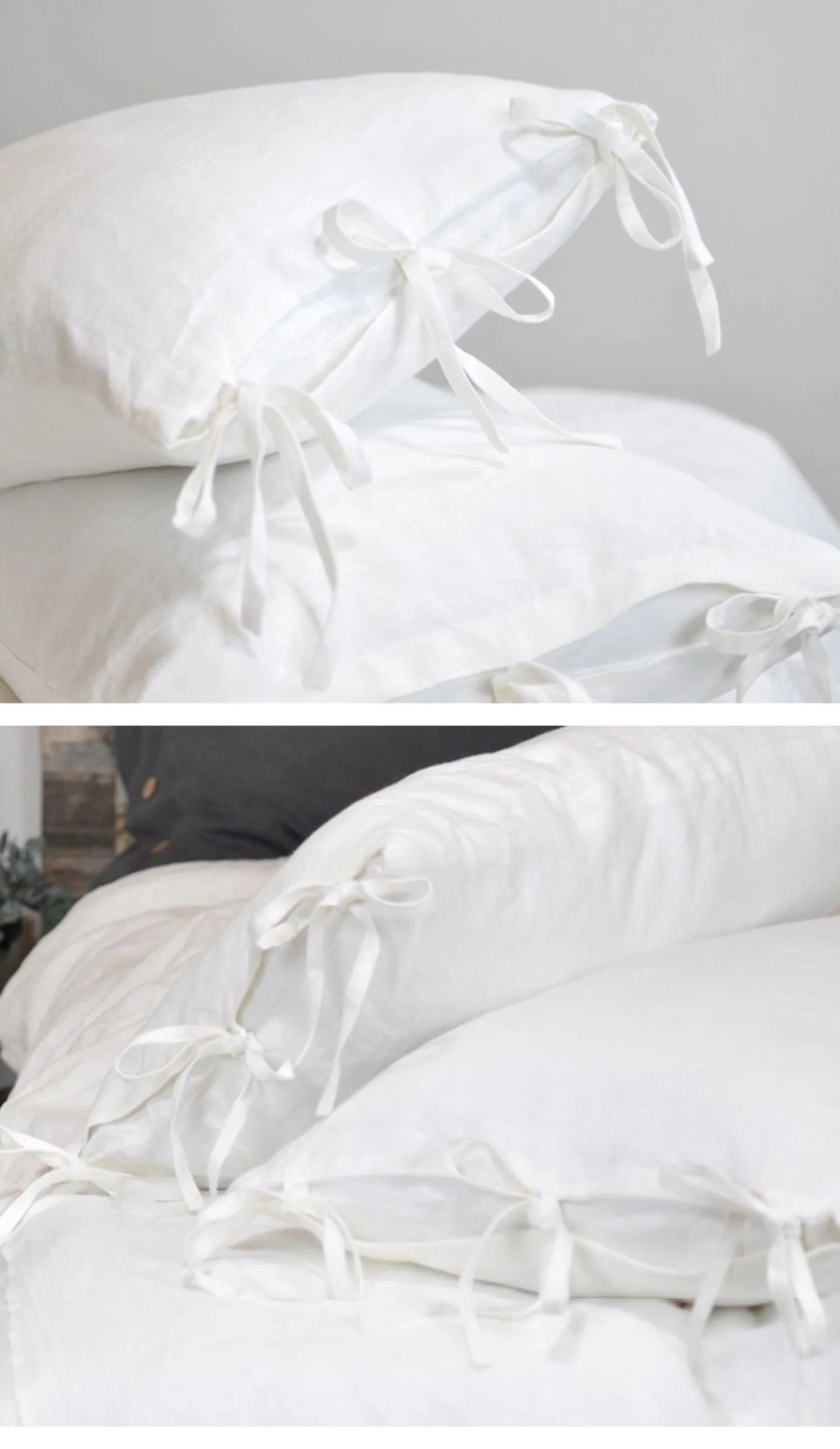 100% Linen White Pillowcase 50x70 Nordic Pillow Covers 2PCS for Bed Sleeping Simple Flax Pillowcases 50x90 King Size