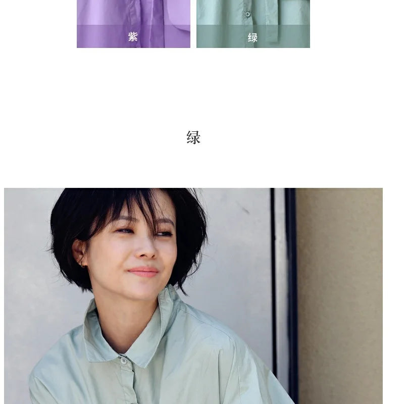 Women's Irregular Cotton Lapel Five-Point Sleeve Blouse, Large Size Shirt, Elegant Blouses for Youth, Medium Length