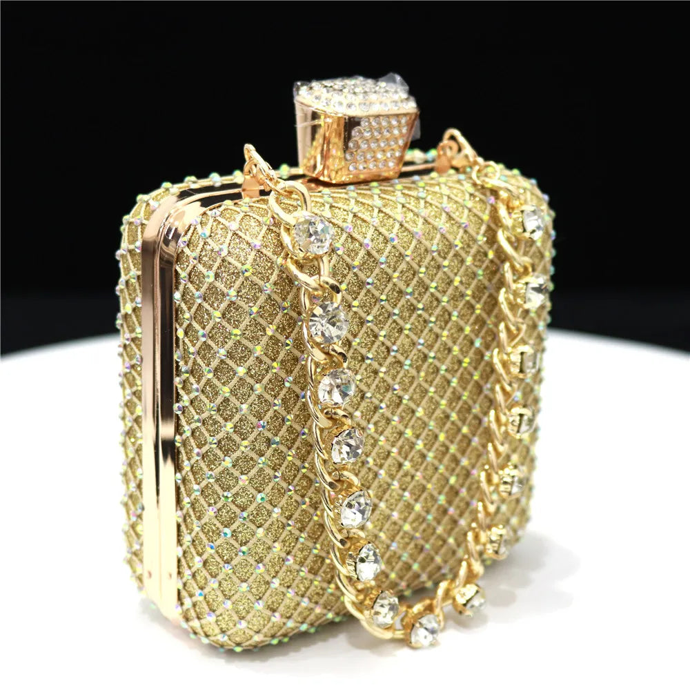 Women Evening Bags With Diamonds Style Party Handbags Metal Day Clutch Purse gold handbags for women