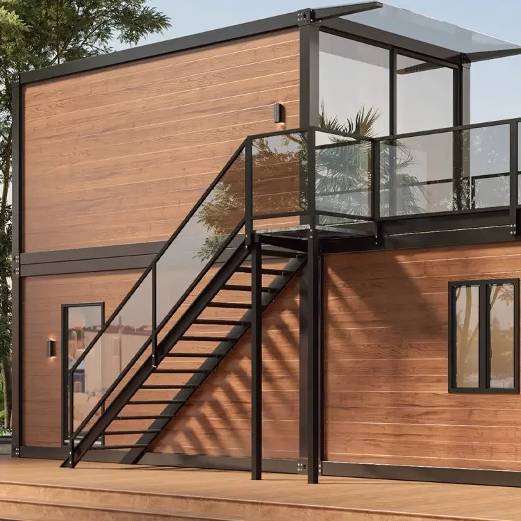 Customized Tempered Glass Inn Galvanized Container Home Stay House 20ft 40ft Luxury Villa