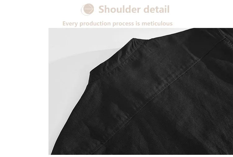 Fengbaoyu Linen Summer Men's Short Sleeves Lined with Middle-aged Casual White Vertical Collar Shirt Large Size 150KG 5XL Blouse