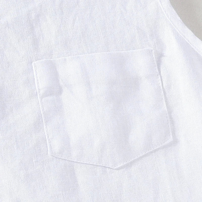 100% Linen Sleeveless Tank Top for Men Summer Solid Breathable Vest Tees Casual Man Vests