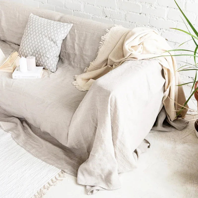 100% Linen Sofa Cover ,Premium Quality Sofa Slipcover, Soft Couch Chair Cover for Living Room Bedroom LOVESEAT Home Textile