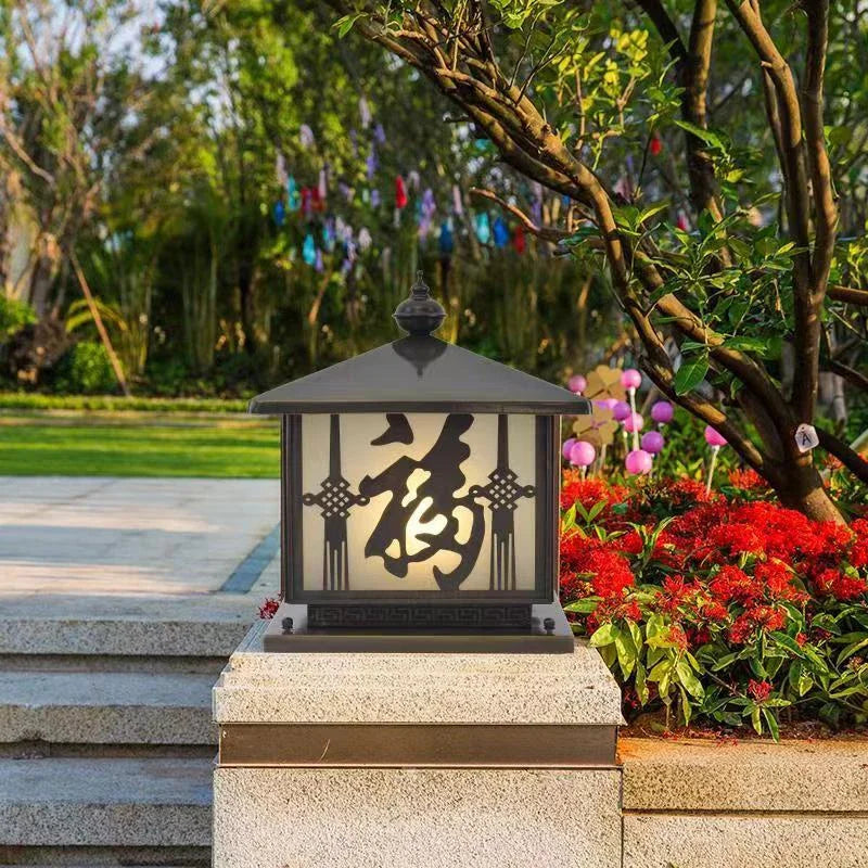 WPD Outdoor Electricity Post Lamp Vintage Creative Chinese Brass Pillar Light LED Waterproof IP65 for Home Villa Courtyard