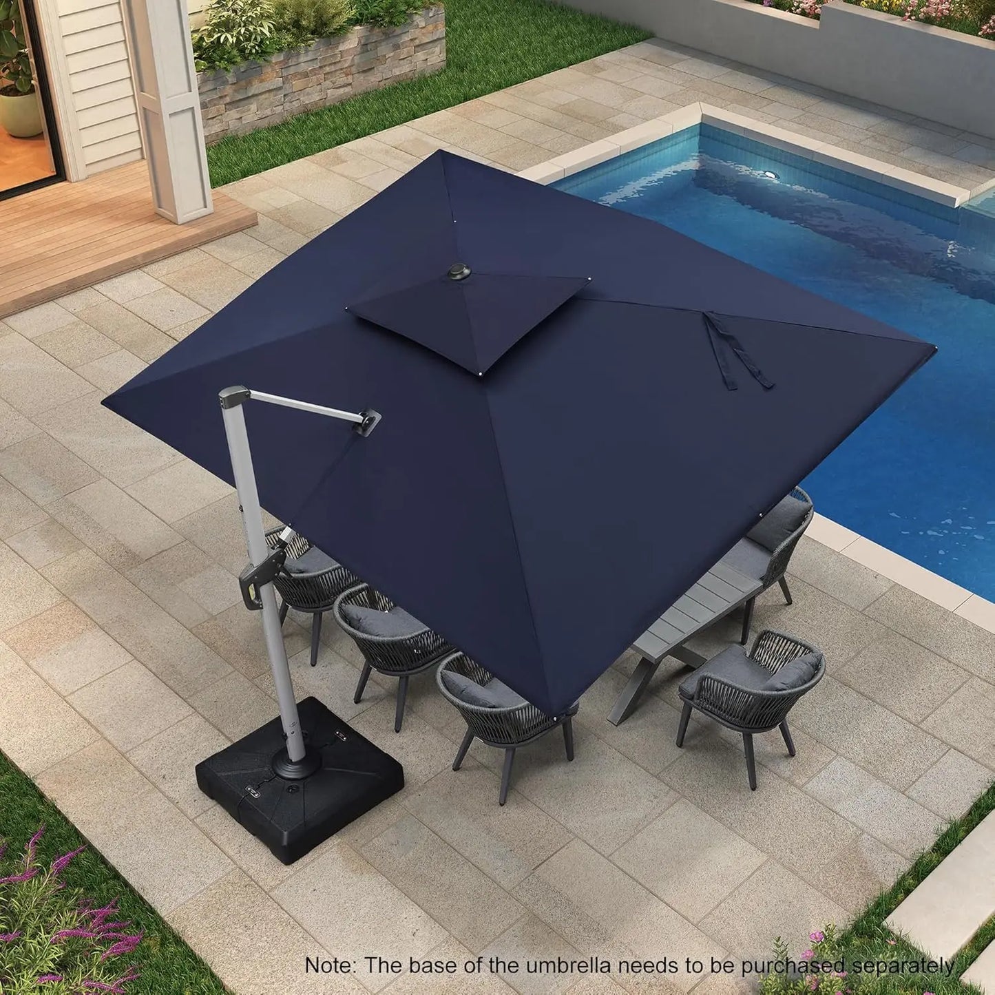 12 Feet Double Top Deluxe Square Patio Umbrella Offset Hanging Umbrella Cantilever Umbrella