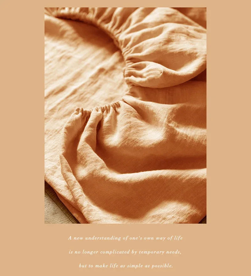 100% Linen Fitted Bed Sheet Mattress Cover Natural Washed French Flax Soft Natural Breathable Deep Pockets Farmhouse Bedding