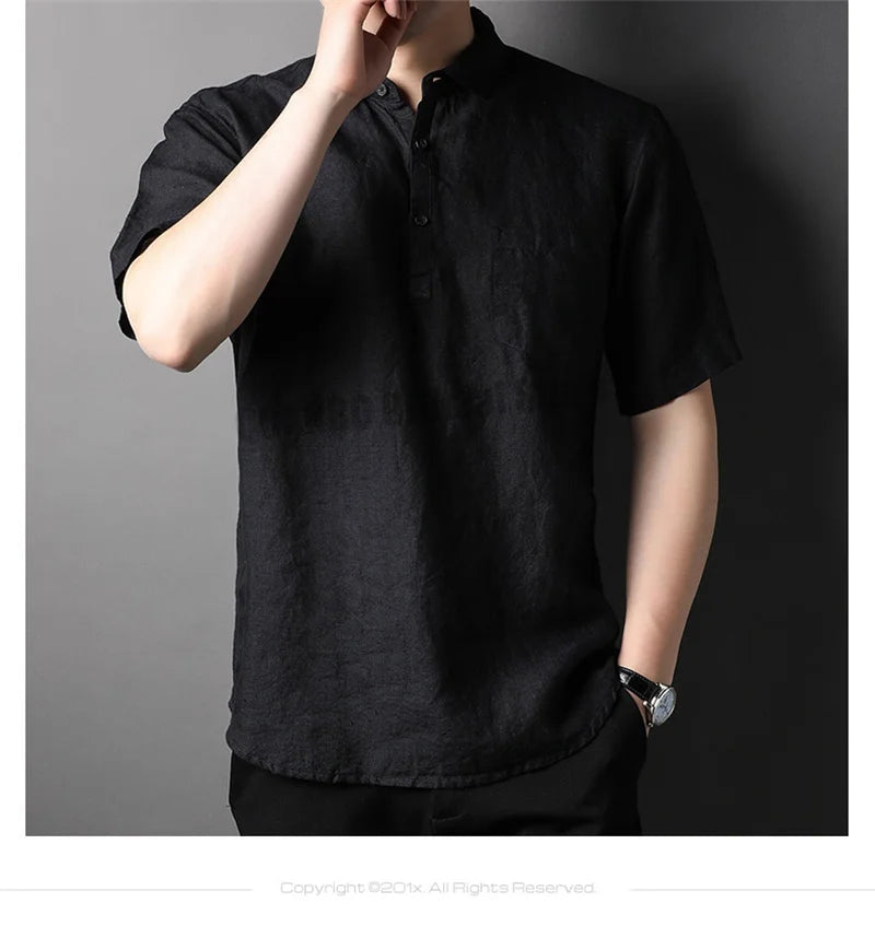 100% Linen Men Summer Shirts 2022 New Men's Fashion Comfortable Breathable Casual Classic Korean Pullover