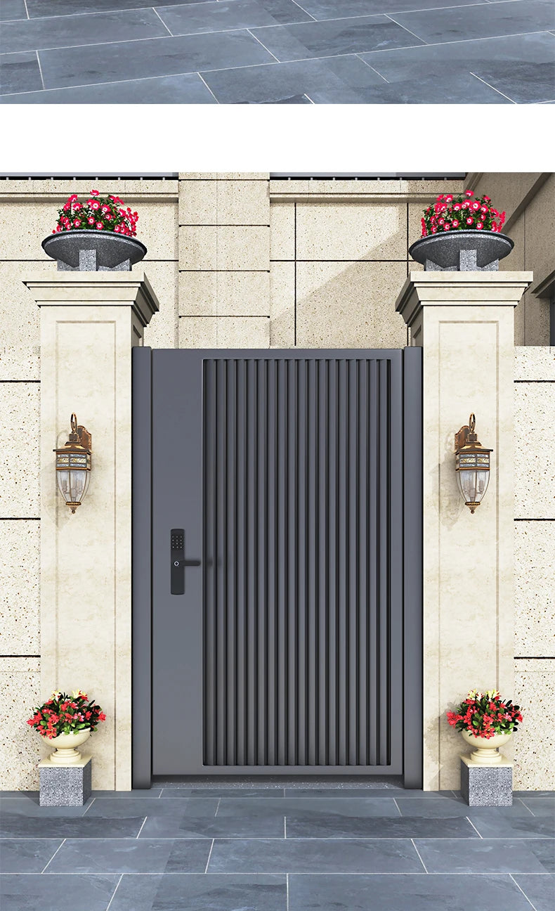 Wrought iron courtyard door Aluminum alloy villa door garden louver door outside single and double door homestay corridor entran