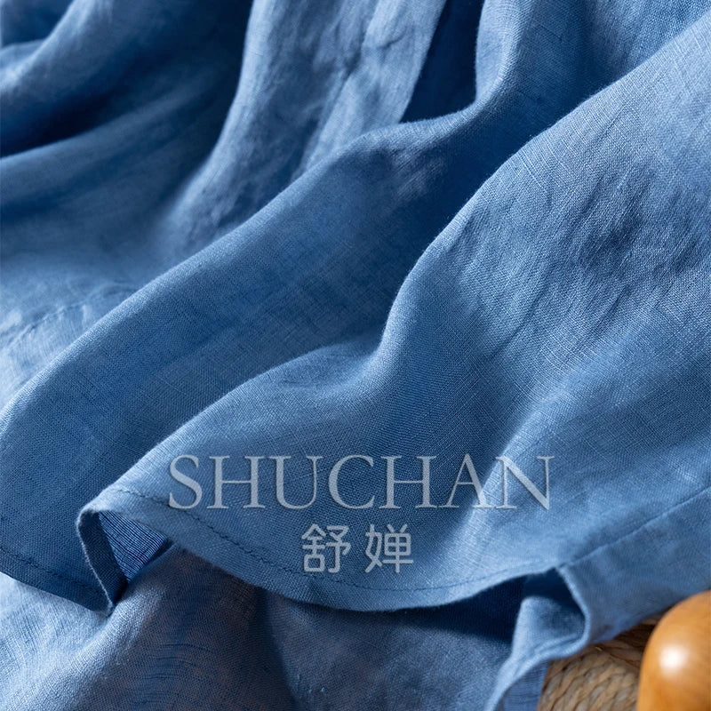 100% Linen Simple French High-quality Long-sleeved Shirt Women Autumn New Shirts for Women Blusas Mujer De Moda Verano