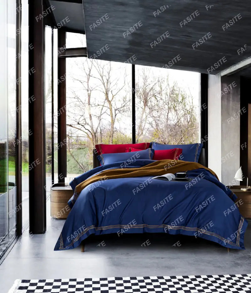 120s long-staple cotton satin cotton light luxury quilt cover four-piece high-end hotel European-style cotton bedding