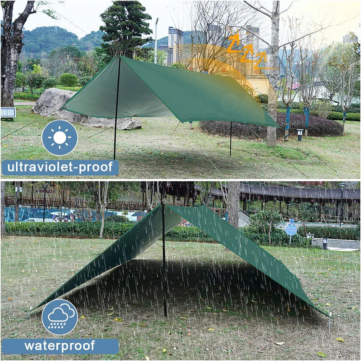 Waterproof Camping Tarp Sunshade UV Protection Lightweight Outdoor Adventure Hiking Camping Backpacking Picnic Tent Tarp