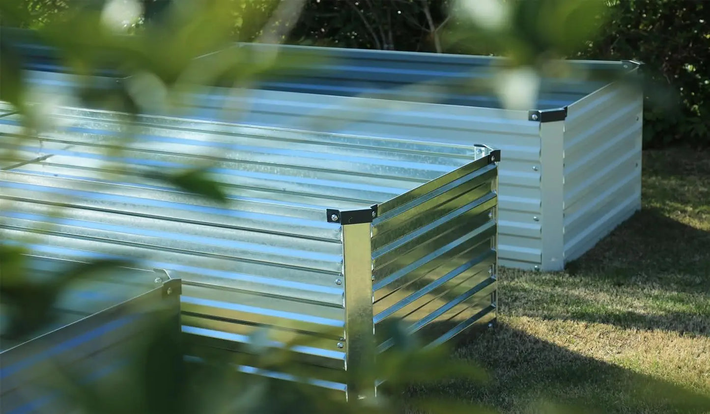 ZUNUDA 8x4x1FT Galvanized Raised Garden Beds with Rack Outdoor for Vegetables,Galvanized Planter Boxes Metal Raised Beds