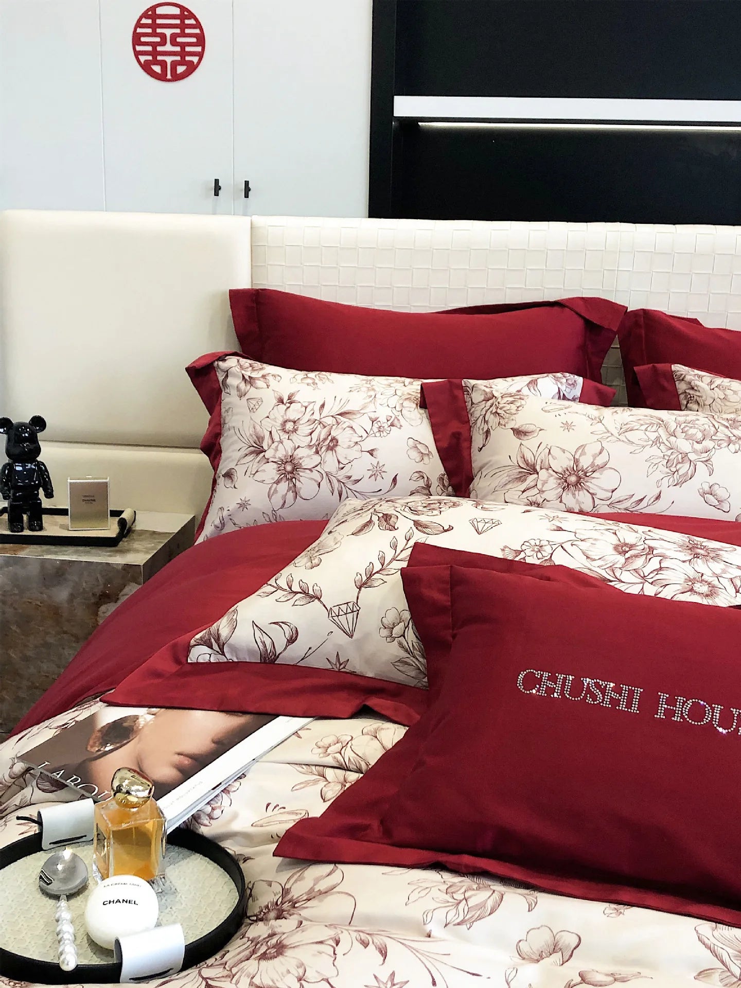 100S Egyptian Cotton Bedding Set Wedding Queen King Double Size Digital Printing Bed Linens Duvet Cover Set Sheet Pillowcase