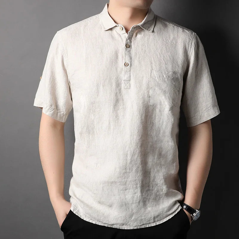 100% Linen Men Summer Shirts 2022 New Men's Fashion Comfortable Breathable Casual Classic Korean Pullover