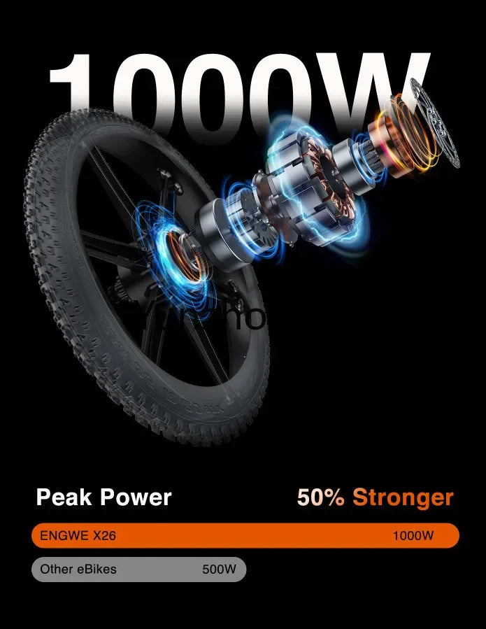 X26 Electric Motorcycle 48V28Ah 1000W 26inch fat tires Go off-road electric Bike hydraulic oil electric mountain bicycle
