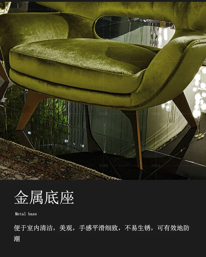 zq Italian Light Luxury Fabric Single Sofa Living Room Leisure Chair Post-Modern Couch