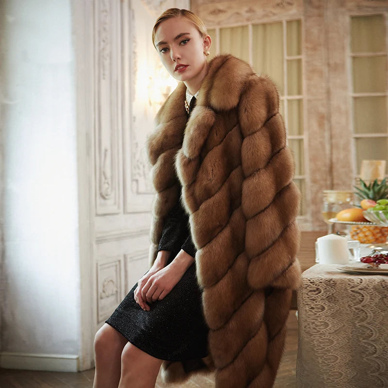 Women's Fur Coat 2223 Trend Natural Fur Long Mink Yellow Fashion Outerwear Jackets Trench Coats New In Outdoor Clothes Clothing