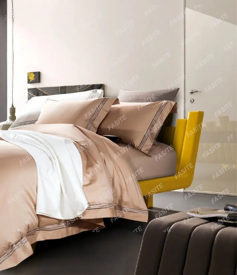120s long-staple cotton satin cotton light luxury quilt cover four-piece high-end hotel European-style cotton bedding