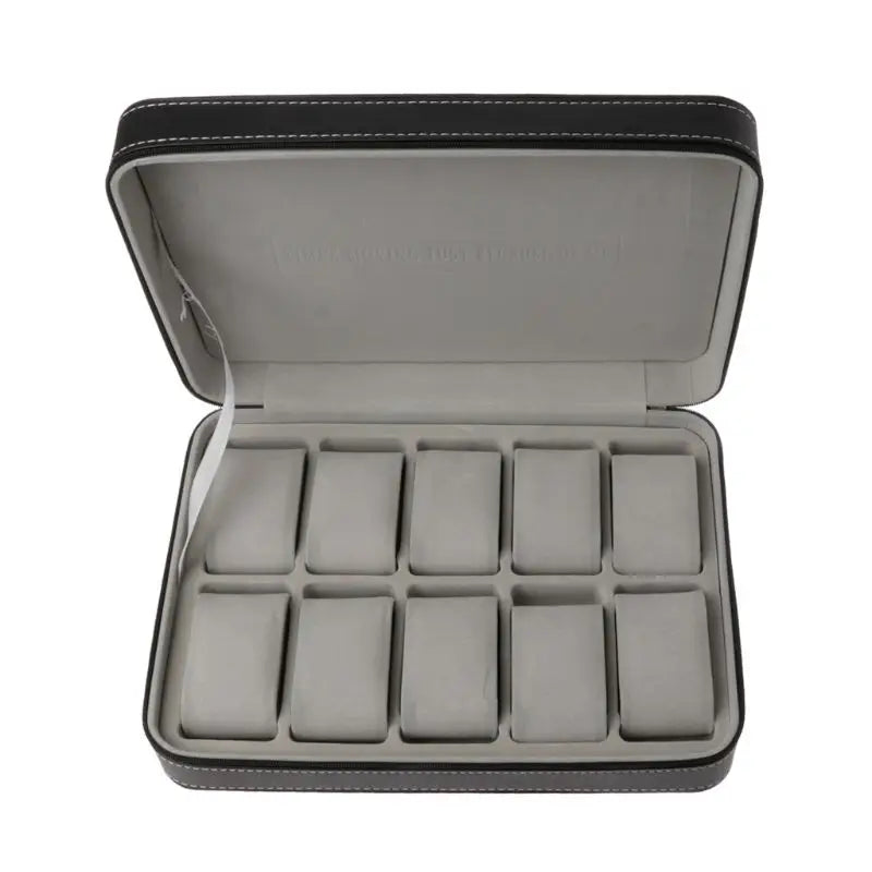 10 Slots Watch Zipper Travel Box Leather Display Case Organizer Jewelry Storage Container for Women Men Watch Display