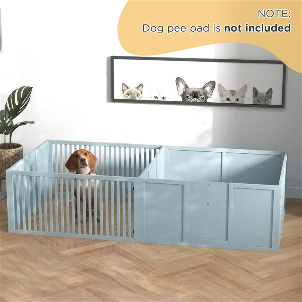 Wooden Freestanding Foldable Pet Gate for Dogs Whelping Box, Dog Gate for The House, Doorway, Stairs, Extra Wide Pet Playpen