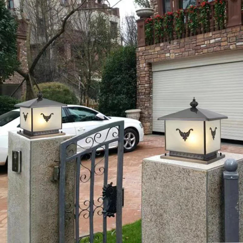 WPD Outdoor Electricity Post Lamp Vintage Creative Chinese Brass Pillar Light LED Waterproof IP65 for Home Villa Courtyard