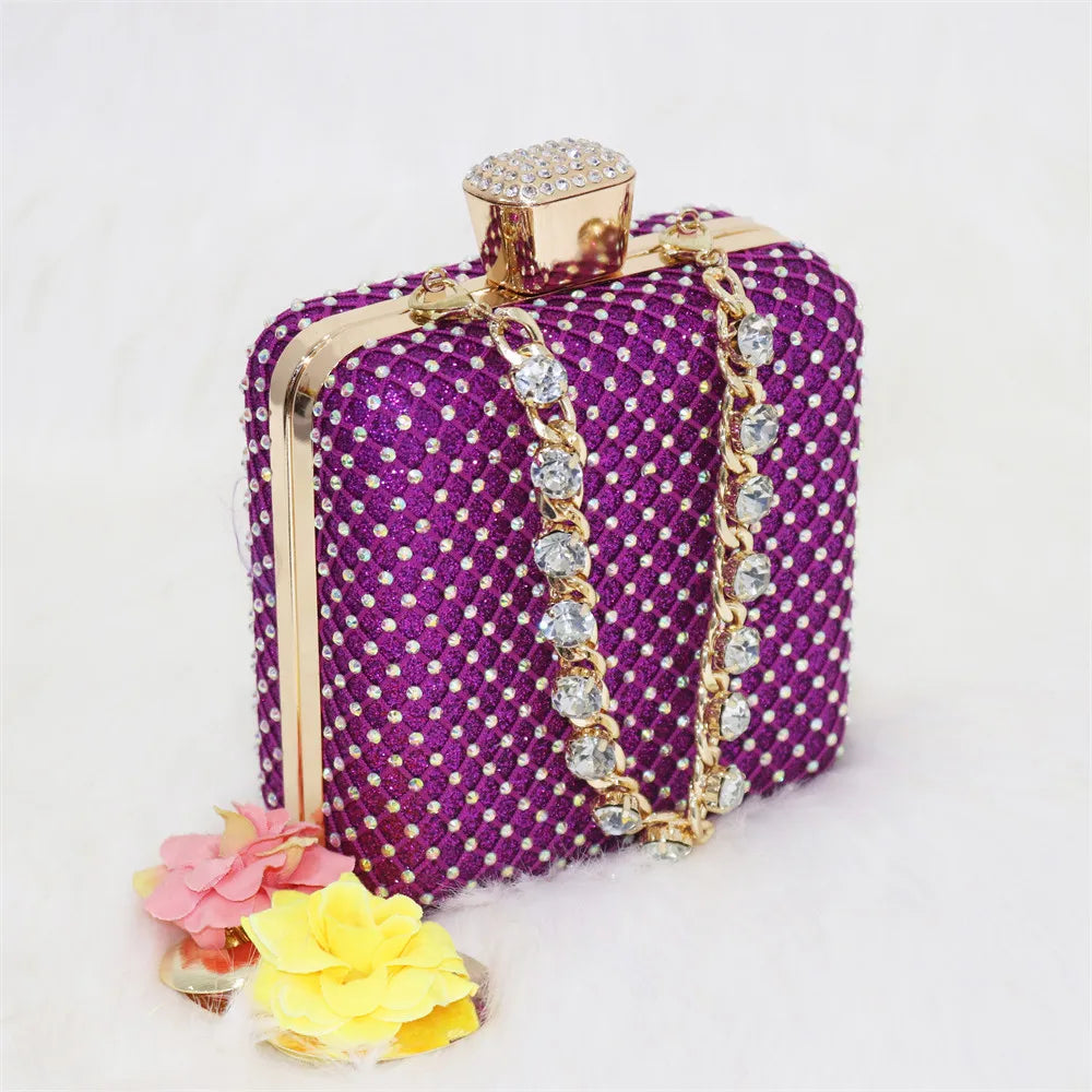 Women Evening Bags With Diamonds Style Party Handbags Metal Day Clutch Purse gold handbags for women