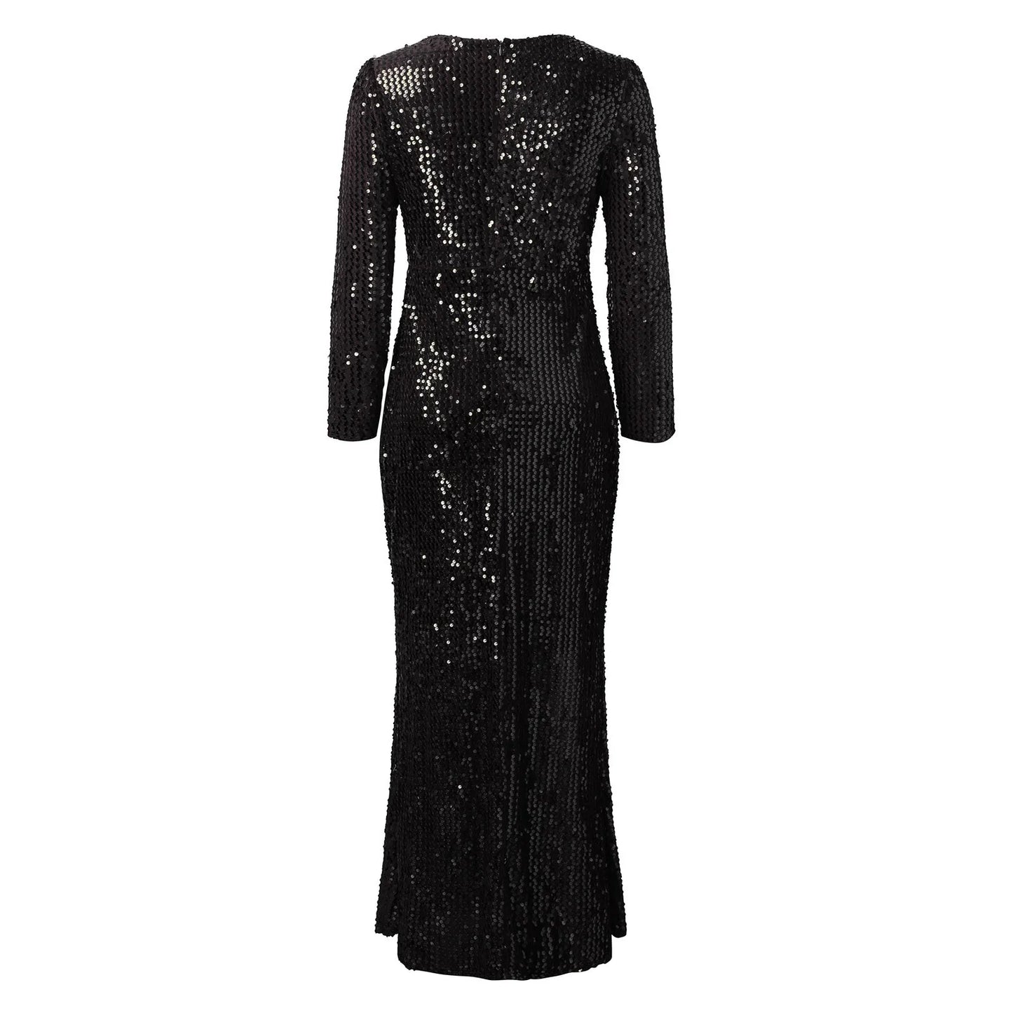 Women's Sexy Deep V Neck Prom Dresses Slim Fit Long Sleeved Sequined Slit Long Sleeve For Women Elegant Wedding Guest Dresses
