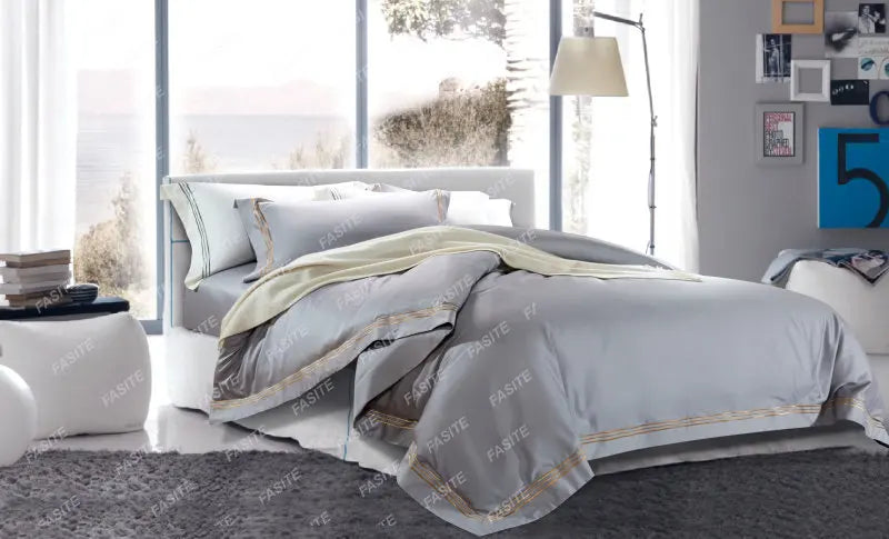120s long-staple cotton satin cotton light luxury quilt cover four-piece high-end hotel European-style cotton bedding