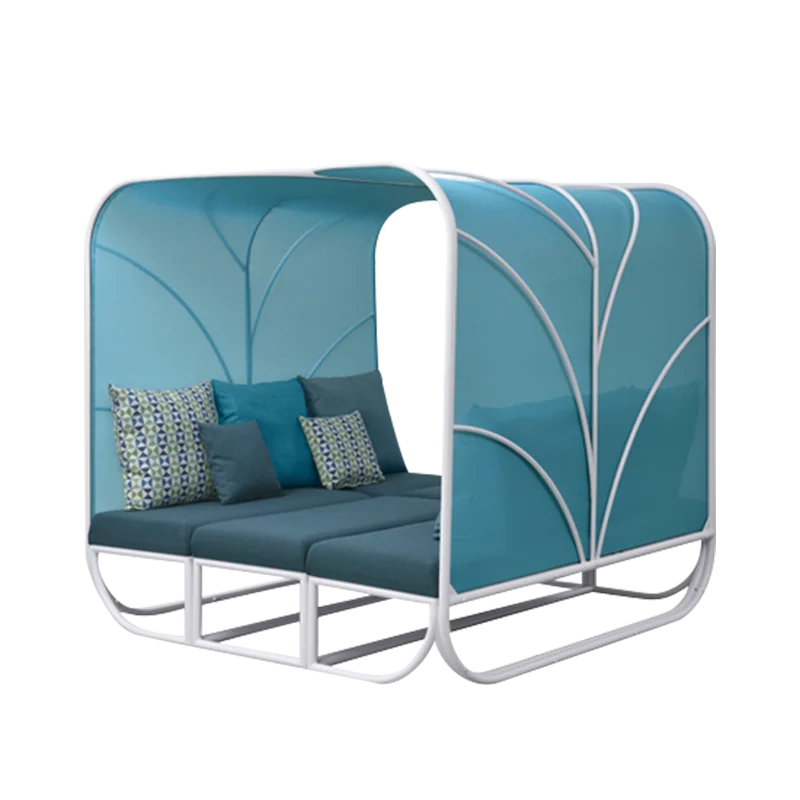 Outdoor Leisure Bed, Round Bed Lounge Chair, Aluminum Alloy Garden Villa, B&B Resort, Sun Bed