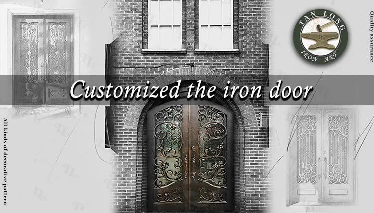 Wrought iron double door main iron glass door designer outside wrought iron door