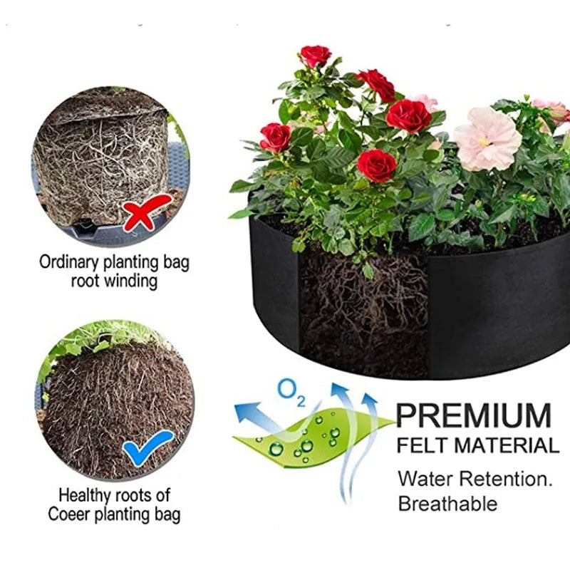 10 Gallons Growing Bags Fabric Garden Raised Bed Round Planting Grow Bags Fabric Planter Pot For Home Garden Nursery Pot
