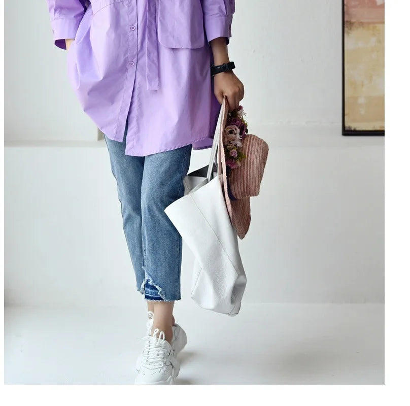 Women's Irregular Cotton Lapel Five-Point Sleeve Blouse, Large Size Shirt, Elegant Blouses for Youth, Medium Length
