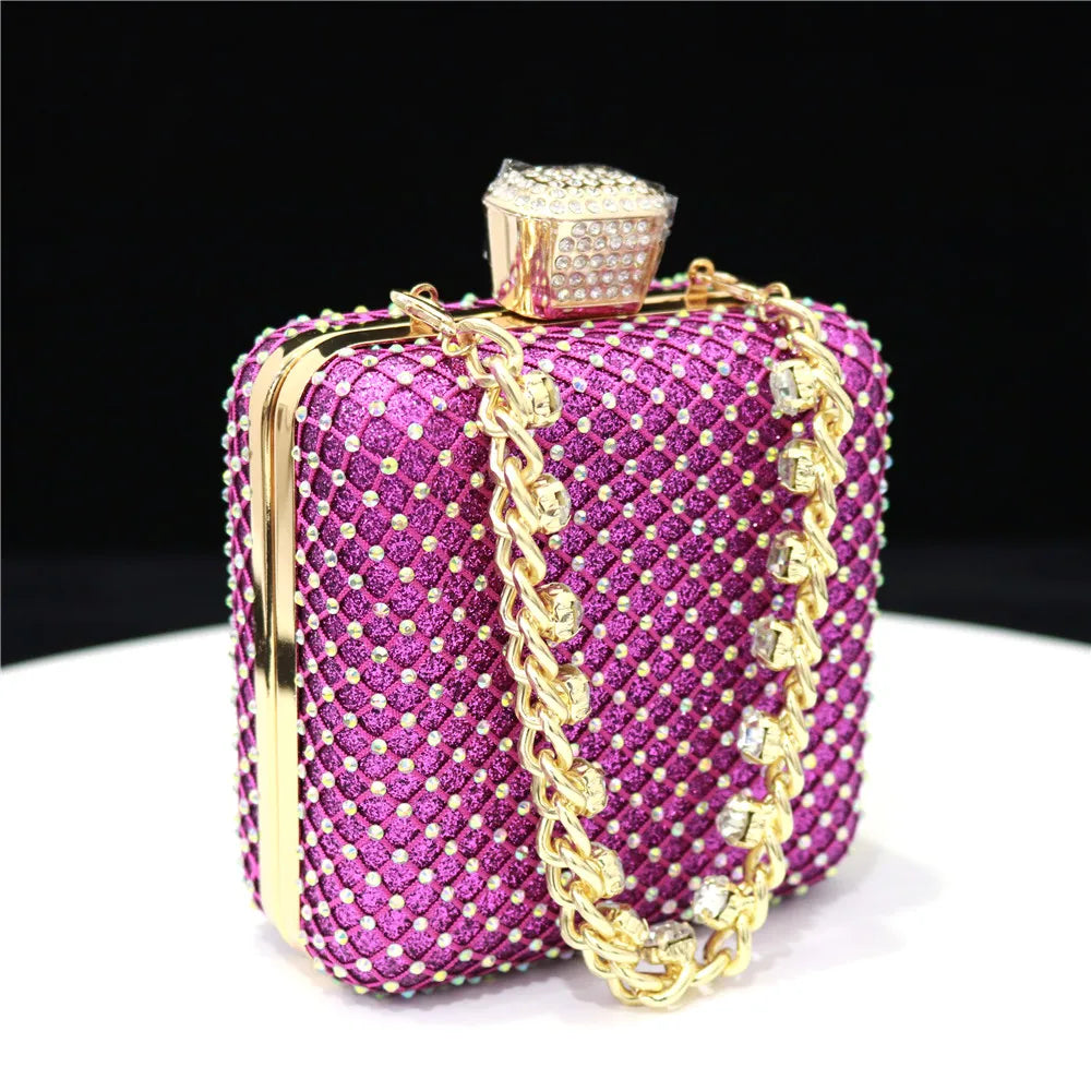 Women Evening Bags With Diamonds Style Party Handbags Metal Day Clutch Purse gold handbags for women