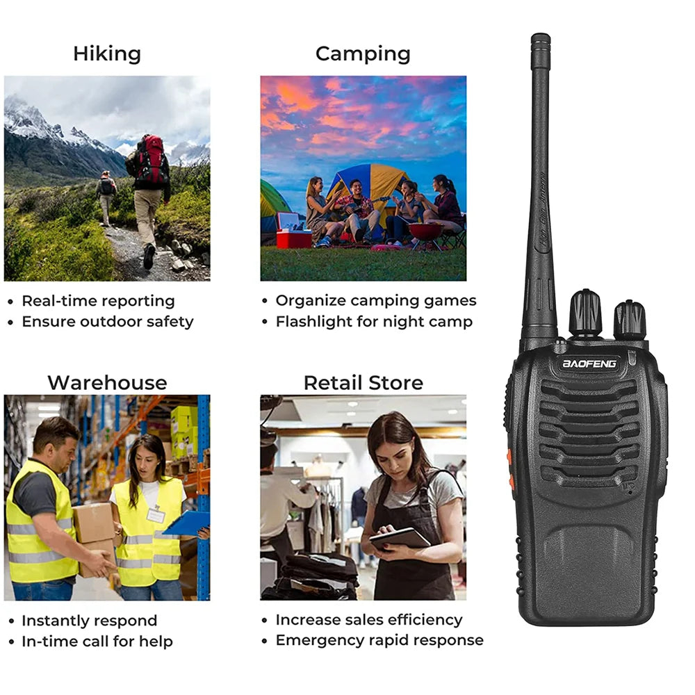 Baofeng BF-888S Walkie Talkie UHF 400-470MHz Long Range Two Way Radios with Earpiece 2 Pack for Adults or Kids Outing Camping