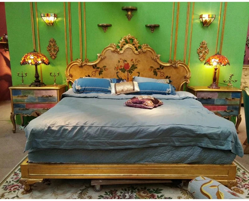 European-style Mahogany Antique Golden Heavy Industry Stickers Gold Foil Romantic Decal Texture 2m Bed