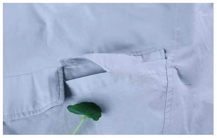 Women's Irregular Cotton Lapel Five-Point Sleeve Blouse, Large Size Shirt, Elegant Blouses for Youth, Medium Length
