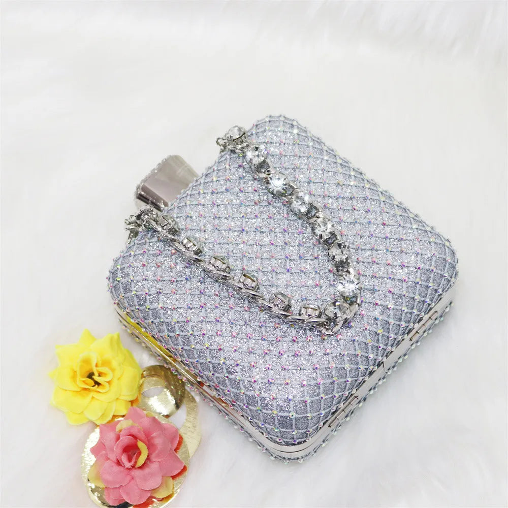 Women Evening Bags With Diamonds Style Party Handbags Metal Day Clutch Purse gold handbags for women