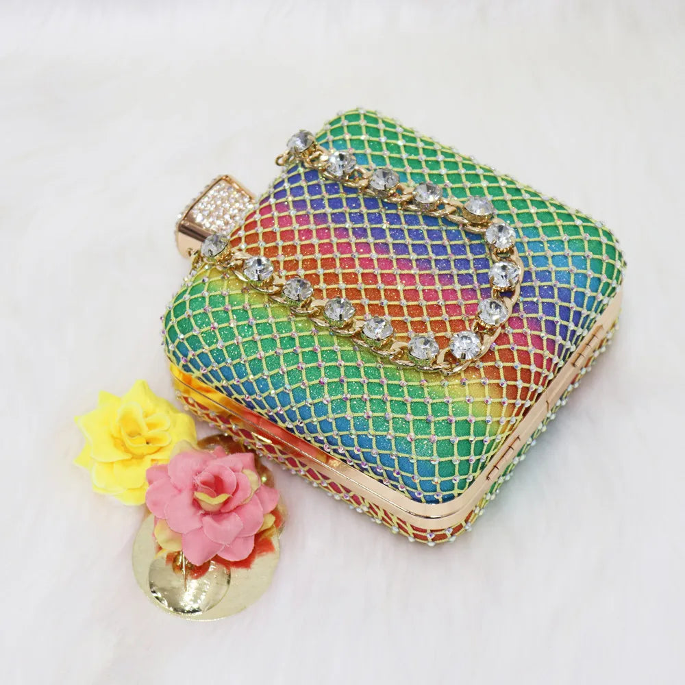 Women Evening Bags With Diamonds Style Party Handbags Metal Day Clutch Purse gold handbags for women