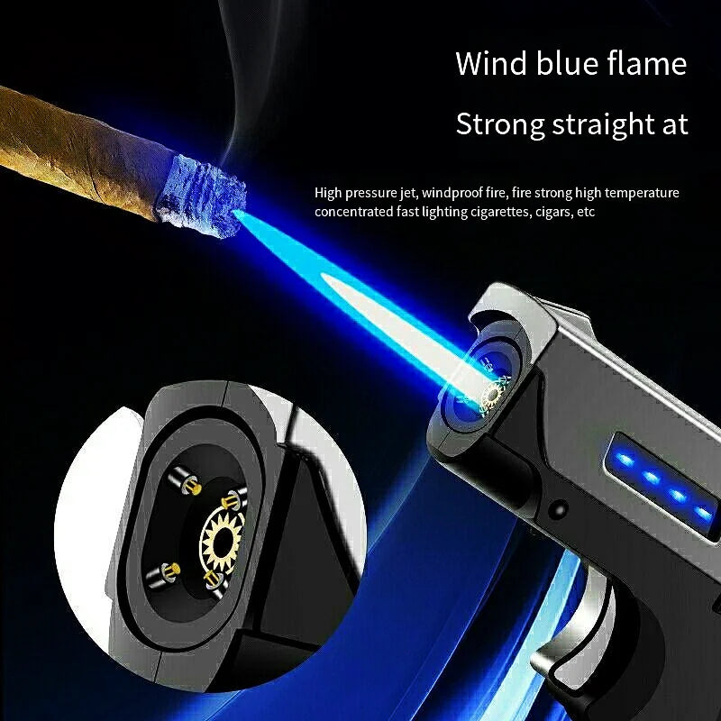 Gas-Electric Dual-Purpose Lighter Windproof Jet Lighter Double-Arc Cigarette Lighter Foldable Gun-Type Lighter Men'S Gadget Gift