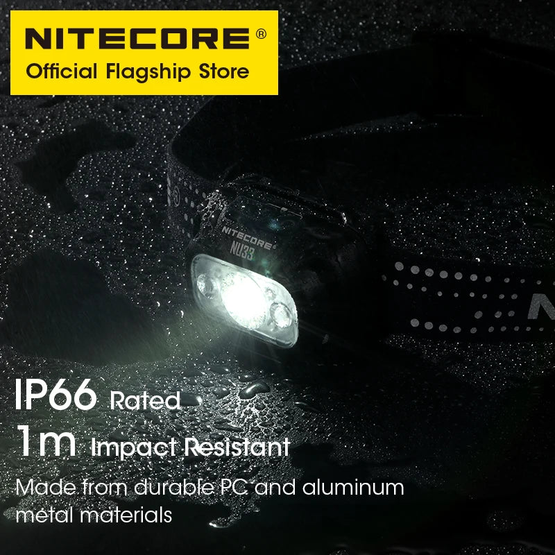 NITECORE NU33 USB-C Rechargeable Headlamp LED Triple Output 700 Lumens Built in 2000mAh Battery for Camping Work Light Fishing