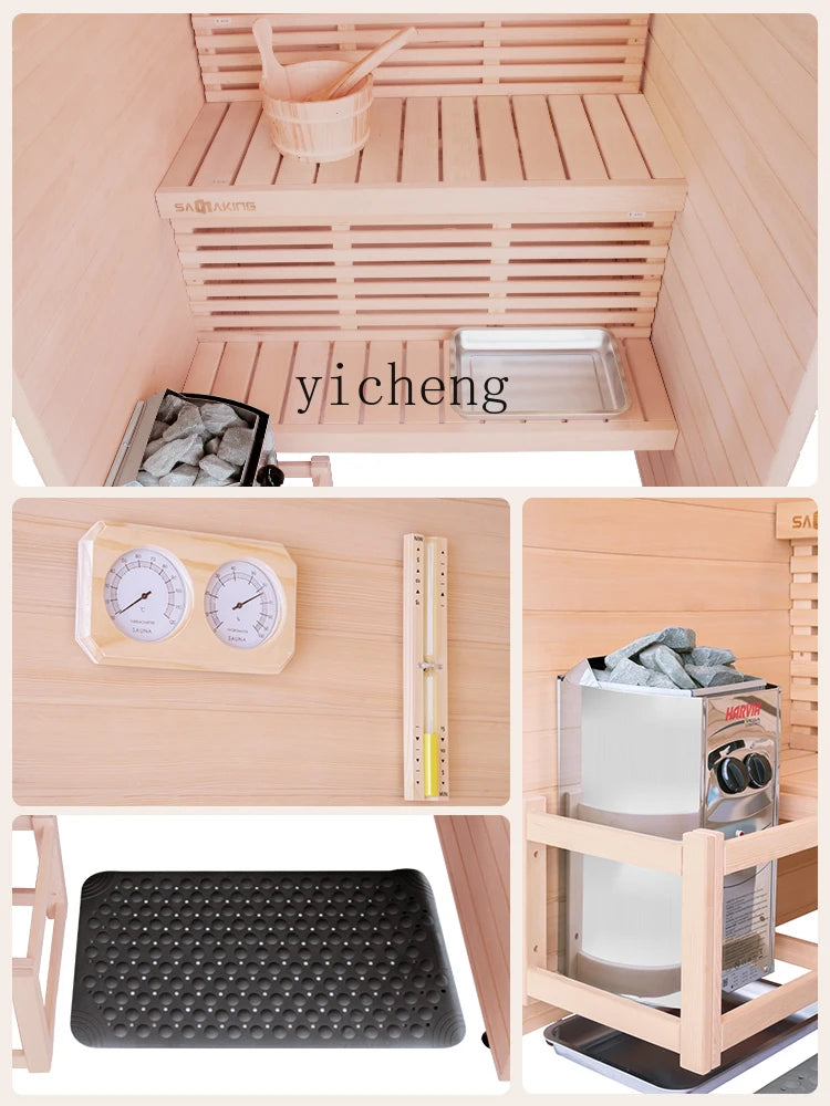 ZK Solid Wood Household Steam Room Volcanic Rock Wet Steam Health Room Medical Stone Sauna Room