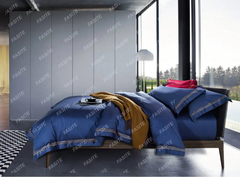 120s long-staple cotton satin cotton light luxury quilt cover four-piece high-end hotel European-style cotton bedding